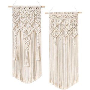 2 Pcs Macrame Woven Wall Hanging Boho Home Chic Bohemian Geometric Art Decor